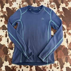 L.L. Bean Navy and Teal Long Sleeve Top